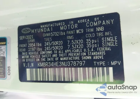 2022 Hyundai Palisade Sel from USA, damaged, VIN KM8R34HE3NU378797